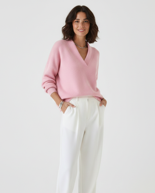 Alexandra Women’s V-Neck Sweater – Soft Knit Pullover with Elegant Casual Fit