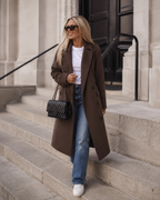 Talia Women's Belted Trench Coat – Double-Breasted Warm Winter Overcoat