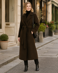 Talitha Women's Long Wool Coat – Tailored Lapel Warm Elegant Winter Overcoat