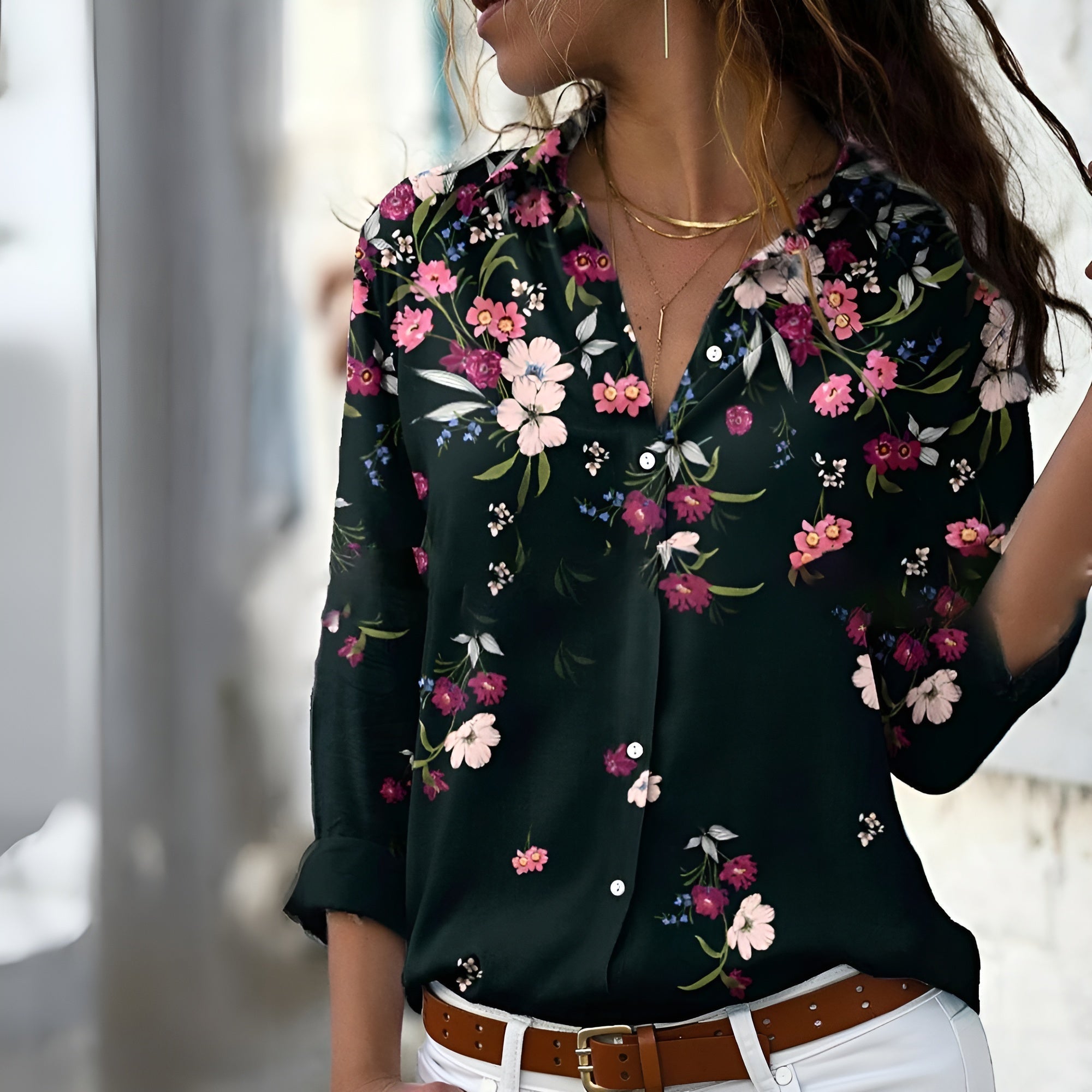 Norina Women’s Printed Blouse – Breathable Relaxed Fit Top with Elegant Design