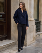 Vanessa Women's Cropped Wool Jacket – Double-Breasted Warm Winter Coat