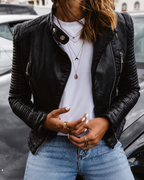Juliet Women's Genuine Leather Jacket – Fitted Zip Jacket with Pockets