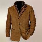 Aaron Men's Vintage Jacket – Retro Chic Lined Jacket with Leather Details