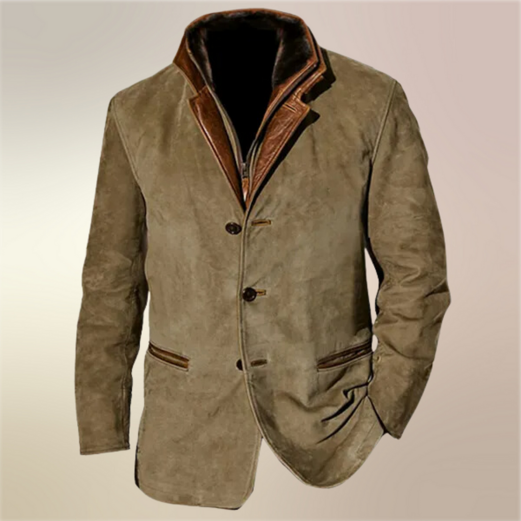 Aaron Men's Vintage Jacket – Retro Chic Lined Jacket with Leather Details