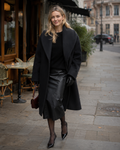 Vicky Women's Oversized Coat – Mid-Length Open Front Winter Coat with Wide Lapels
