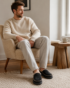 Virgel Men's Slippers – Warm Lined Non-Slip House Shoes with Ankle Coverage