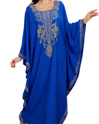 Jasmine Women's Boho Kaftan Dress – Floral Embroidered Beach Cover-Up