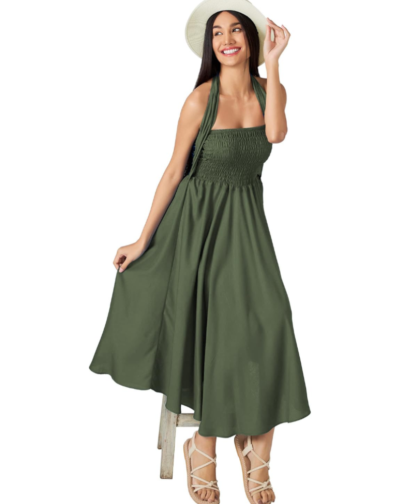 Violet Women's Boho Wrap Dress – 2-in-1 Floral Maxi Dress and Beach Cover-Up