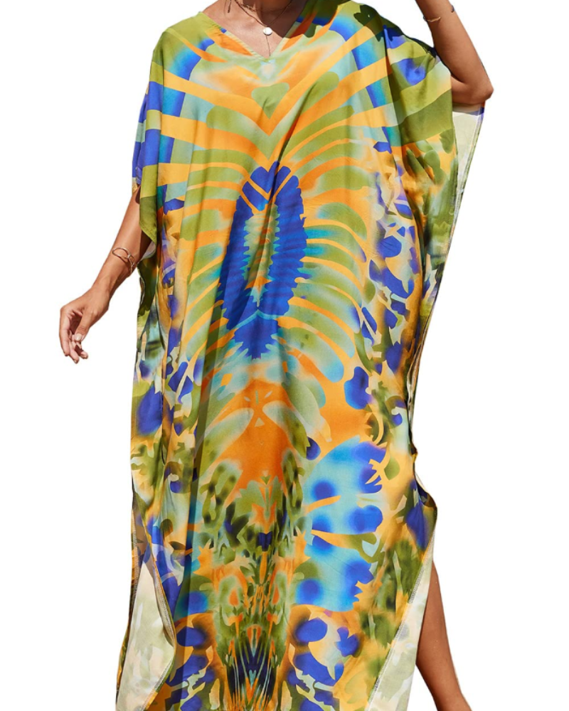 Serena Women's Boho Kaftan Dress – Oversized Beach Cover-Up for Resort Wear