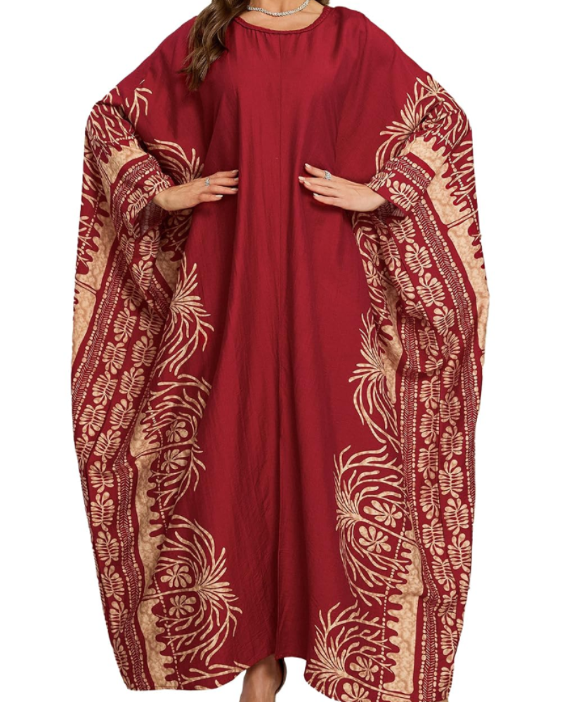 Aurora Women's Boho Kaftan Cover-Up – Embroidered Beach Kimono for Resort Wear