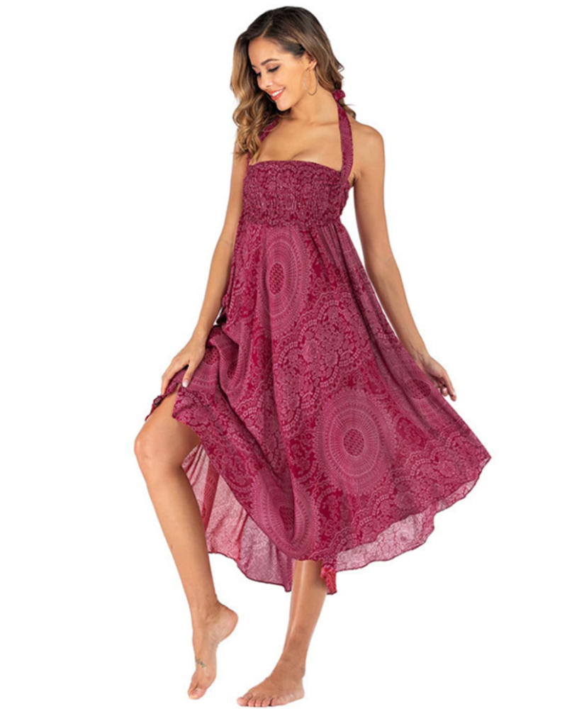 Violet Women's Boho Wrap Dress – 2-in-1 Floral Maxi Dress and Beach Cover-Up