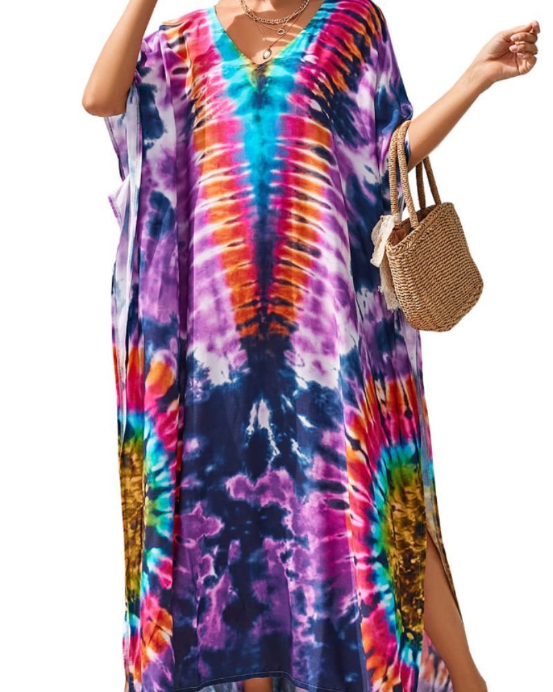 Serena Women's Boho Kaftan Dress – Oversized Beach Cover-Up for Resort Wear