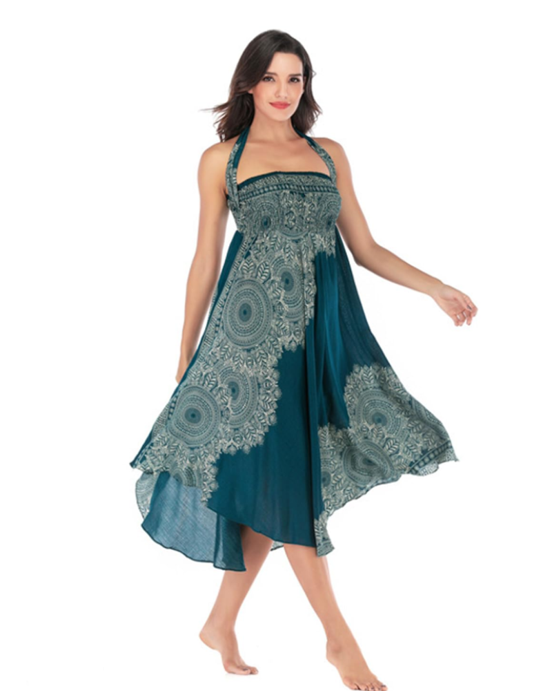 Violet Women's Boho Wrap Dress – 2-in-1 Floral Maxi Dress and Beach Cover-Up