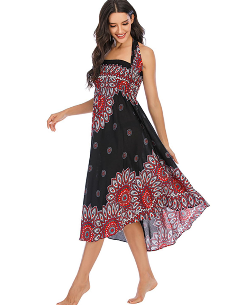 Violet Women's Boho Wrap Dress – 2-in-1 Floral Maxi Dress and Beach Cover-Up