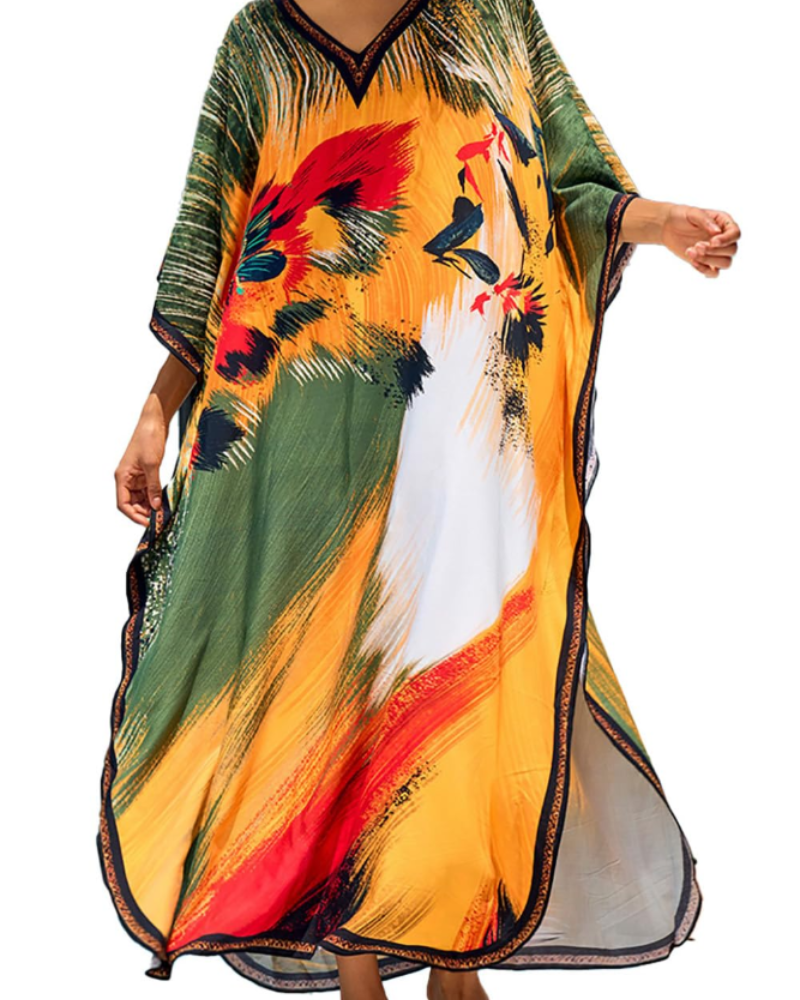 Serena Women's Boho Kaftan Dress – Oversized Beach Cover-Up for Resort Wear