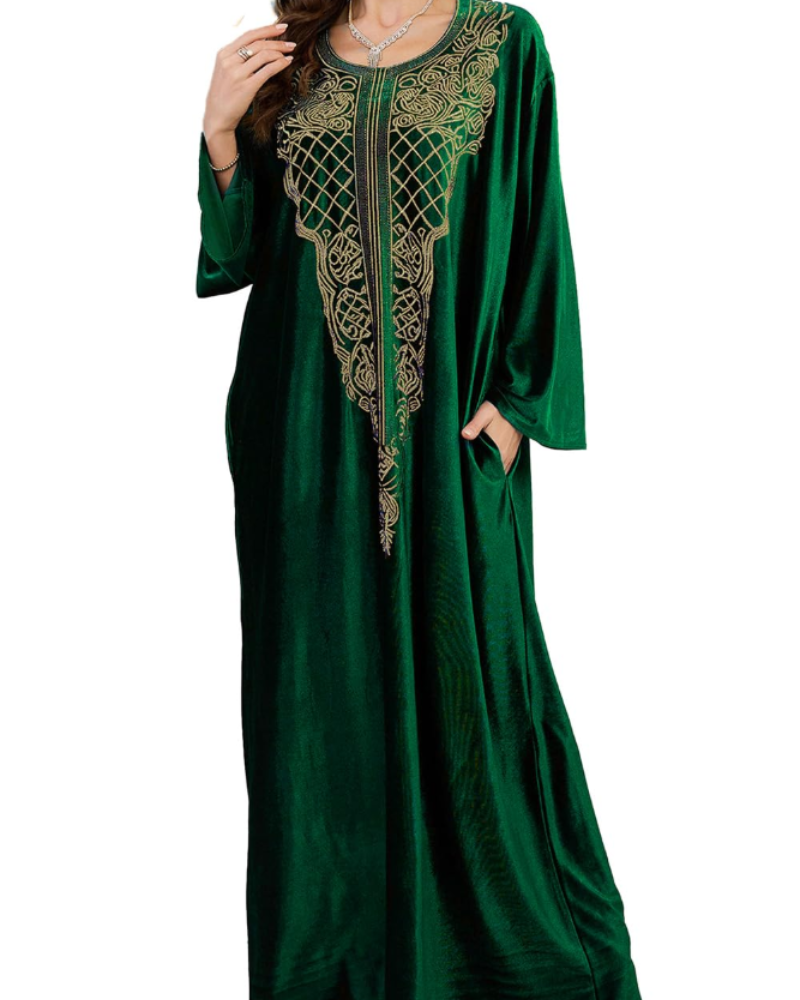 Aurora Women's Boho Kaftan Cover-Up – Embroidered Beach Kimono for Resort Wear