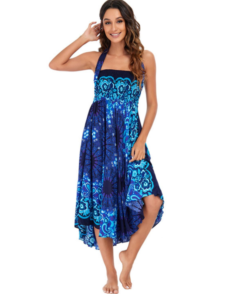 Violet Women's Boho Wrap Dress – 2-in-1 Floral Maxi Dress and Beach Cover-Up