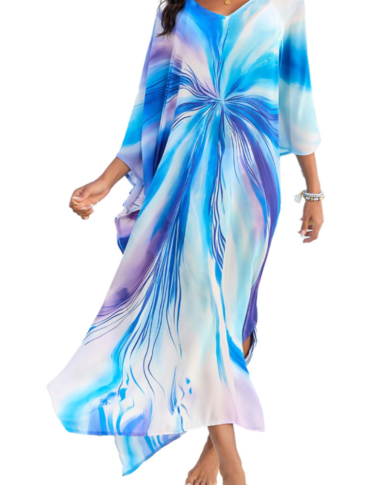 Serena Women's Boho Kaftan Dress – Oversized Beach Cover-Up for Resort Wear
