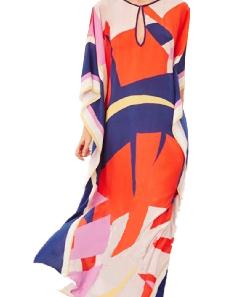 Jasmine Women's Boho Kaftan Dress – Floral Embroidered Beach Cover-Up