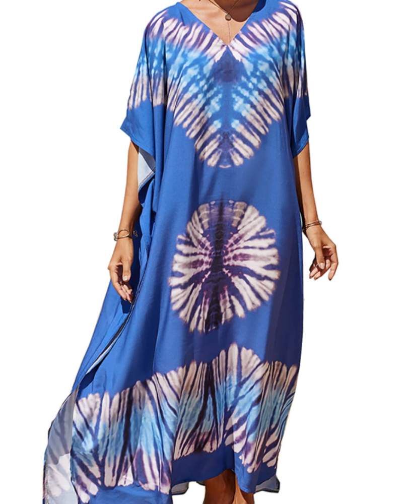 Serena Women's Boho Kaftan Dress – Oversized Beach Cover-Up for Resort Wear