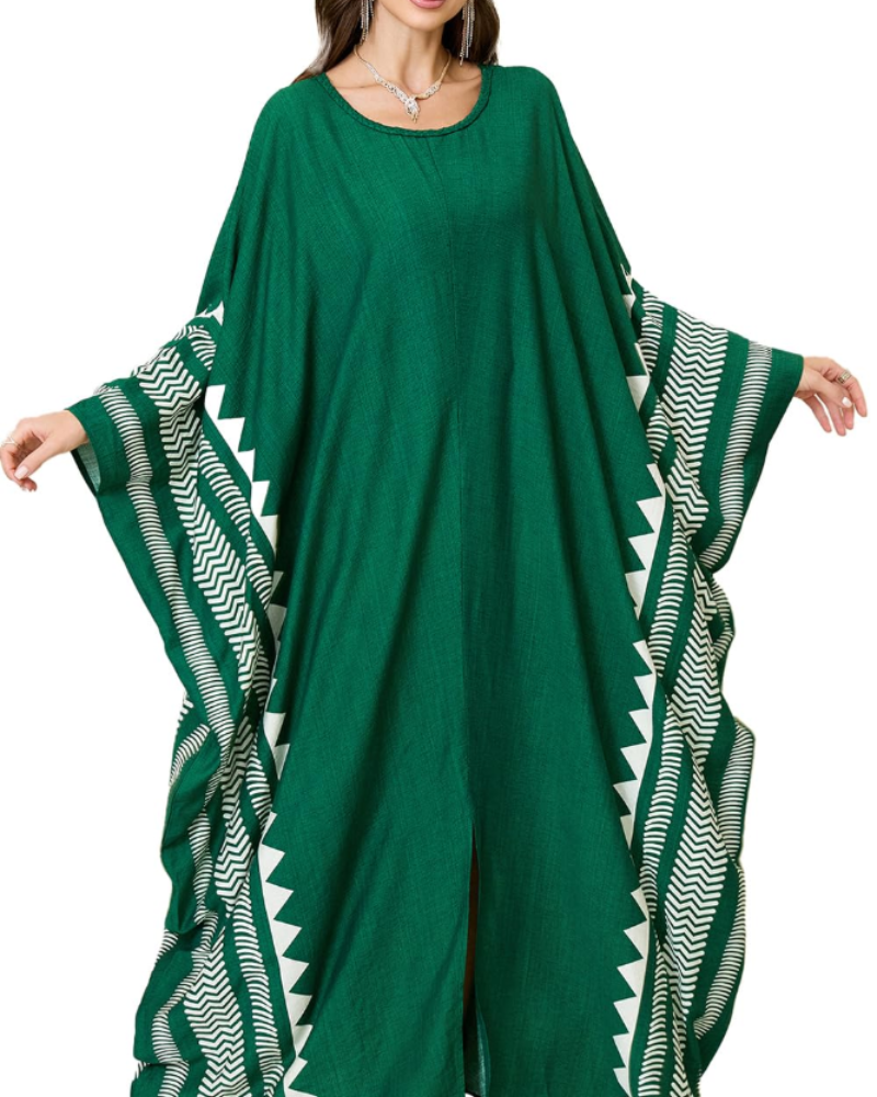 Aurora Women's Boho Kaftan Cover-Up – Embroidered Beach Kimono for Resort Wear
