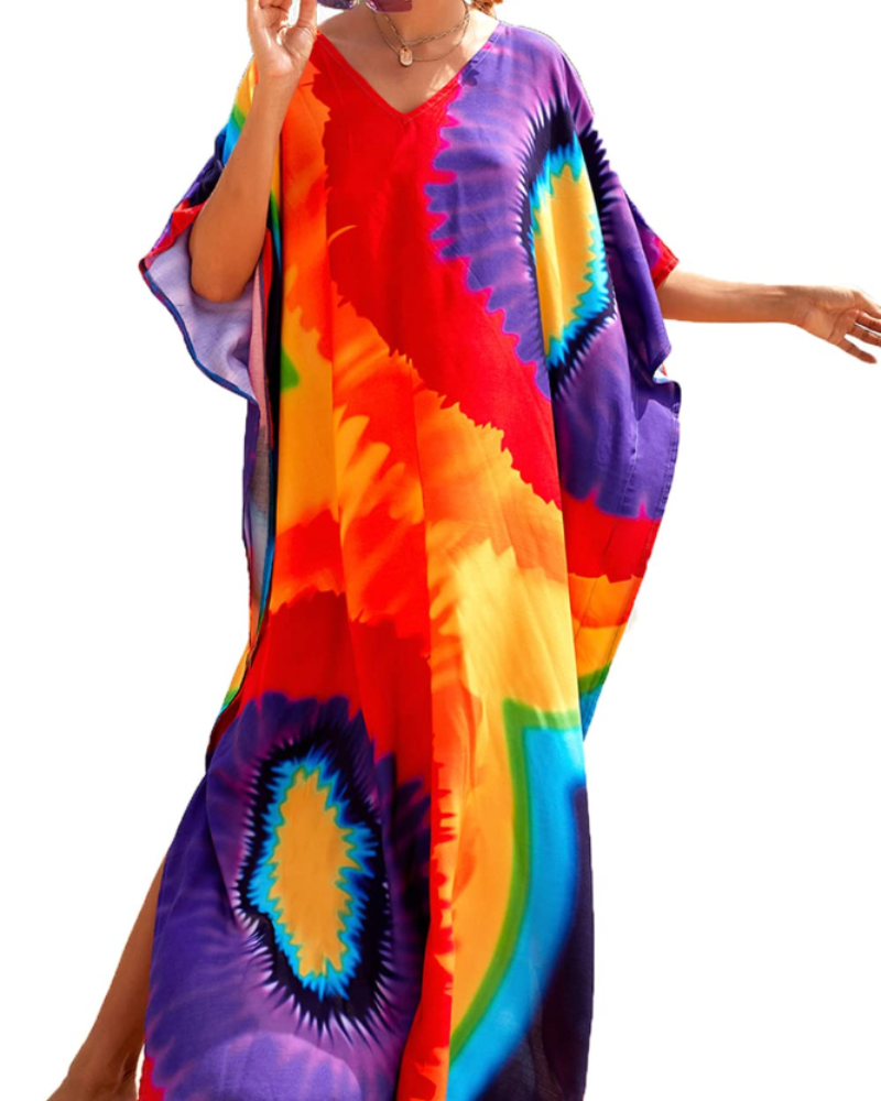 Serena Women's Boho Kaftan Dress – Oversized Beach Cover-Up for Resort Wear