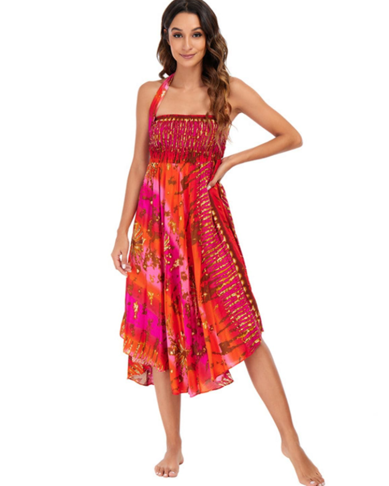 Violet Women's Boho Wrap Dress – 2-in-1 Floral Maxi Dress and Beach Cover-Up