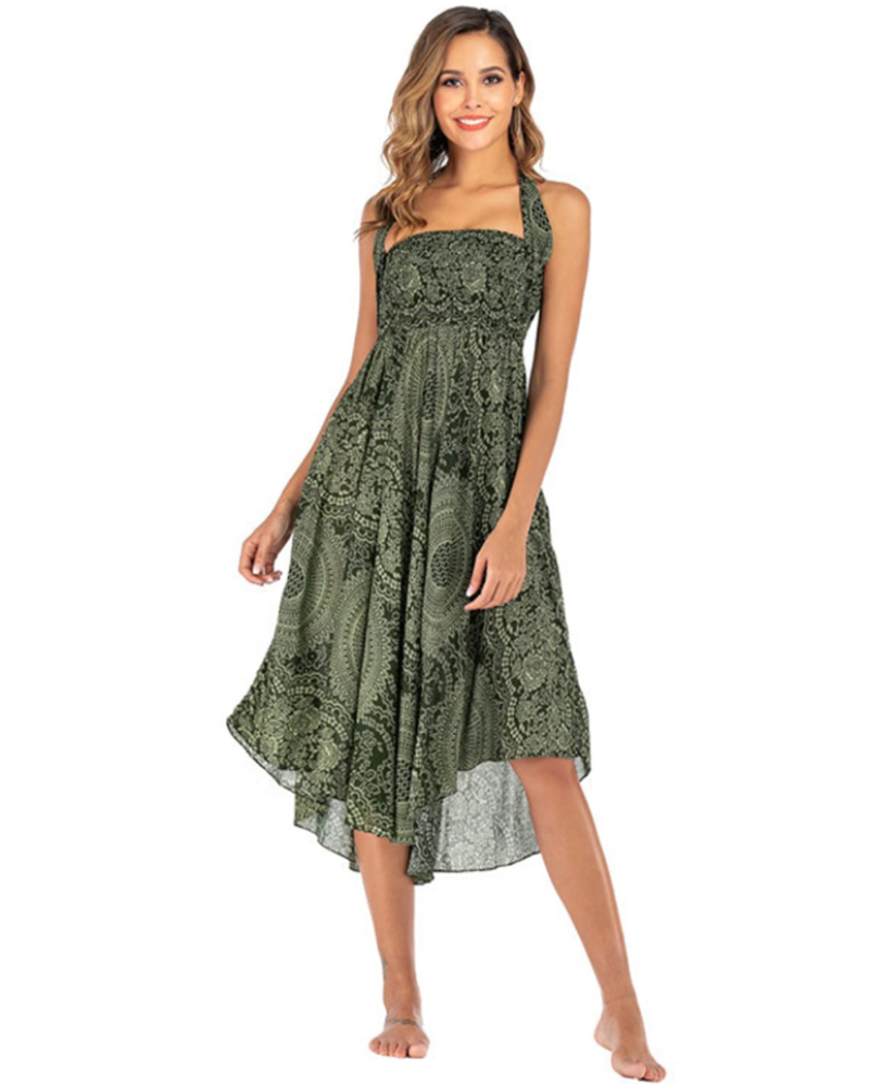 Violet Women's Boho Wrap Dress – 2-in-1 Floral Maxi Dress and Beach Cover-Up