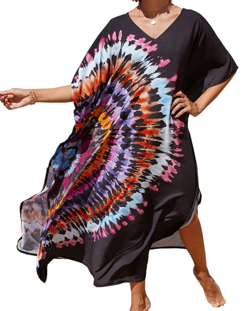 Serena Women's Boho Kaftan Dress – Oversized Beach Cover-Up for Resort Wear