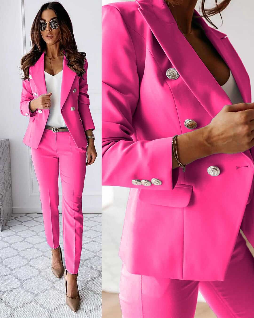 Elena Women's Pantsuit – Tailored Blazer & Fitted Trousers Formal Set