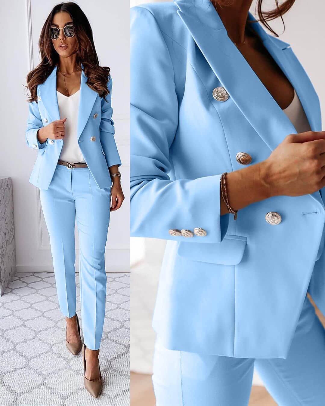 Elena Women's Pantsuit – Tailored Blazer & Fitted Trousers Formal Set