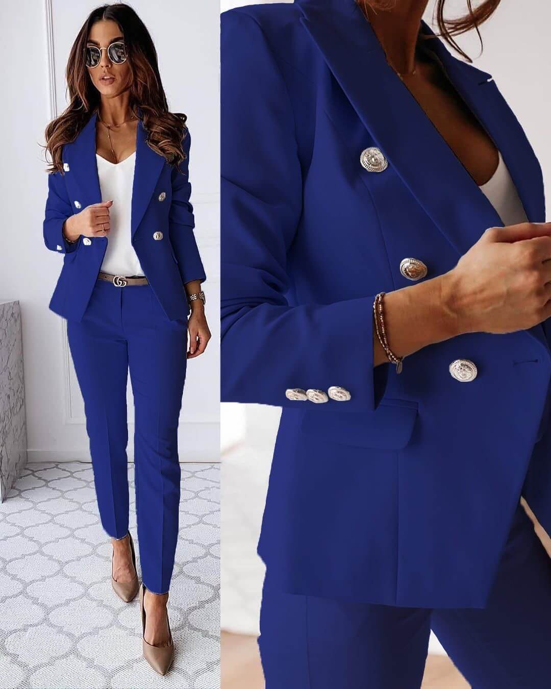 Elena Women's Pantsuit – Tailored Blazer & Fitted Trousers Formal Set