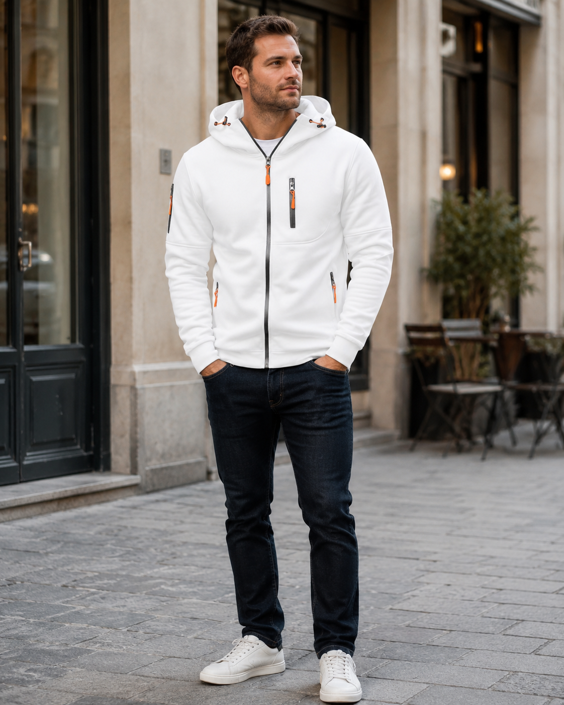 Ealdred Men’s Zip-Up Hoodie – Cotton Blend Hooded Sweatshirt with Adjustable Hood