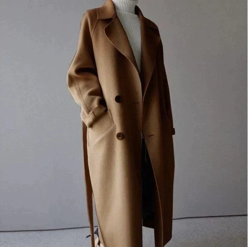 Isabelle Women’s Long Wool Coat – Elegant Warm Winter Overcoat with Tailored Fit