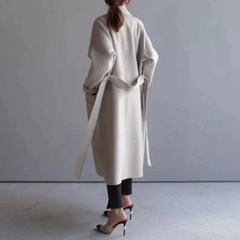 Isabelle Women’s Long Wool Coat – Elegant Warm Winter Overcoat with Tailored Fit