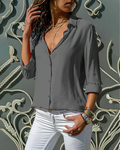 Paige Women's Button-Up Blouse – Classic Collar, Roll-Up Sleeves & Relaxed Fit
