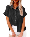 Rachel Women's Summer Blouse – Breathable Button-Up Top with Loose Fit & Side Slits