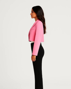 Vivian Women’s Cropped Blazer – Tailored Open Front Jacket with Lapel Collar