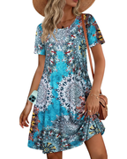 Chloe Women’s T-Shirt Dress – Short Sleeve Flowy Sundress with Pockets