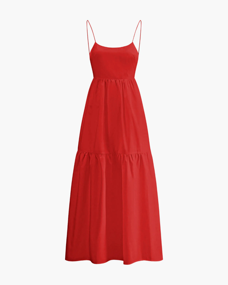 Alessia Women’s Maxi Dress – Sleeveless Low Neck Shift Dress