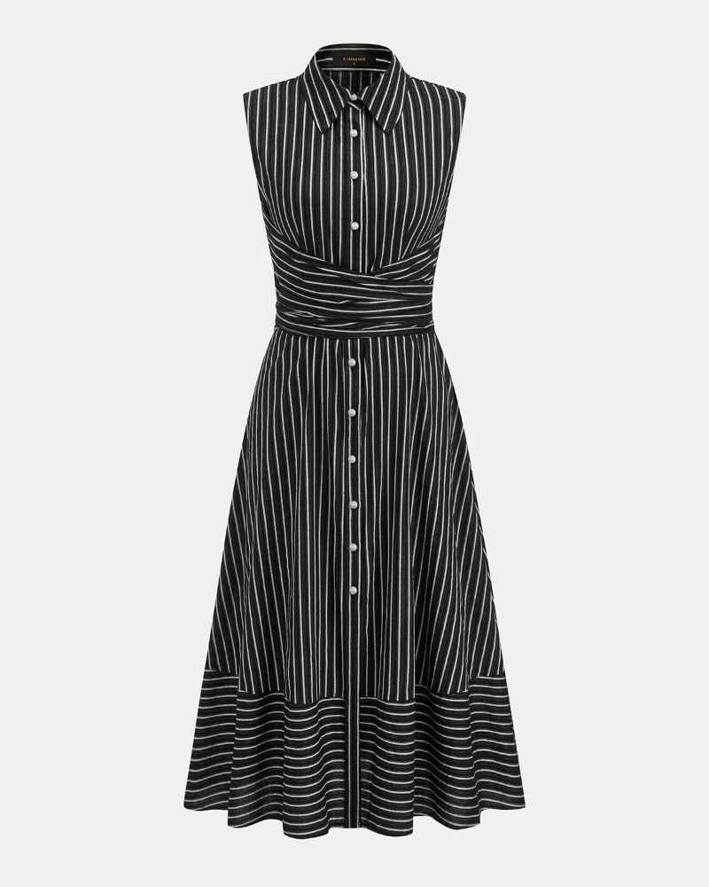 Florence Women’s Cotton Midi Dress – Sleeveless Slim Fit Dress with High Neck