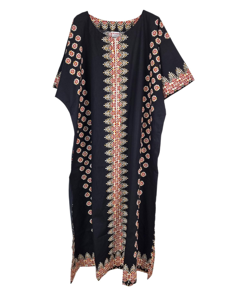 Amara Women’s African Print Kaftan – Cotton Plus Size Dress with Pockets
