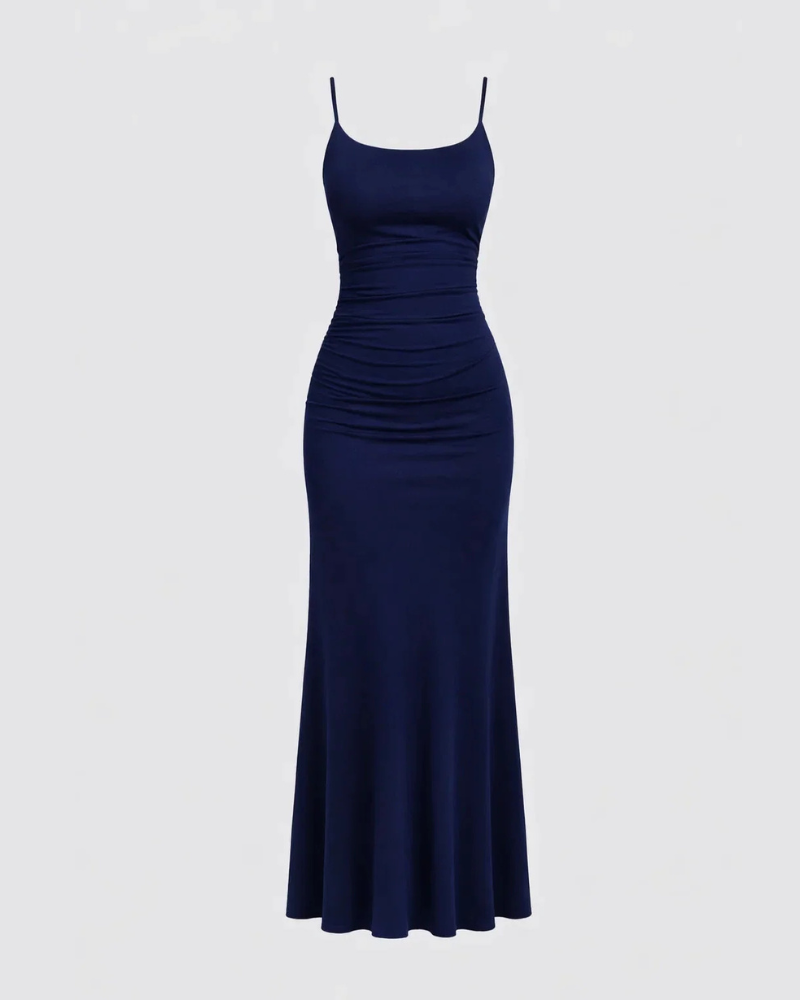 Eliana Women’s Maxi Dress – Elegant Bodycon Evening Dress with Pleated Details