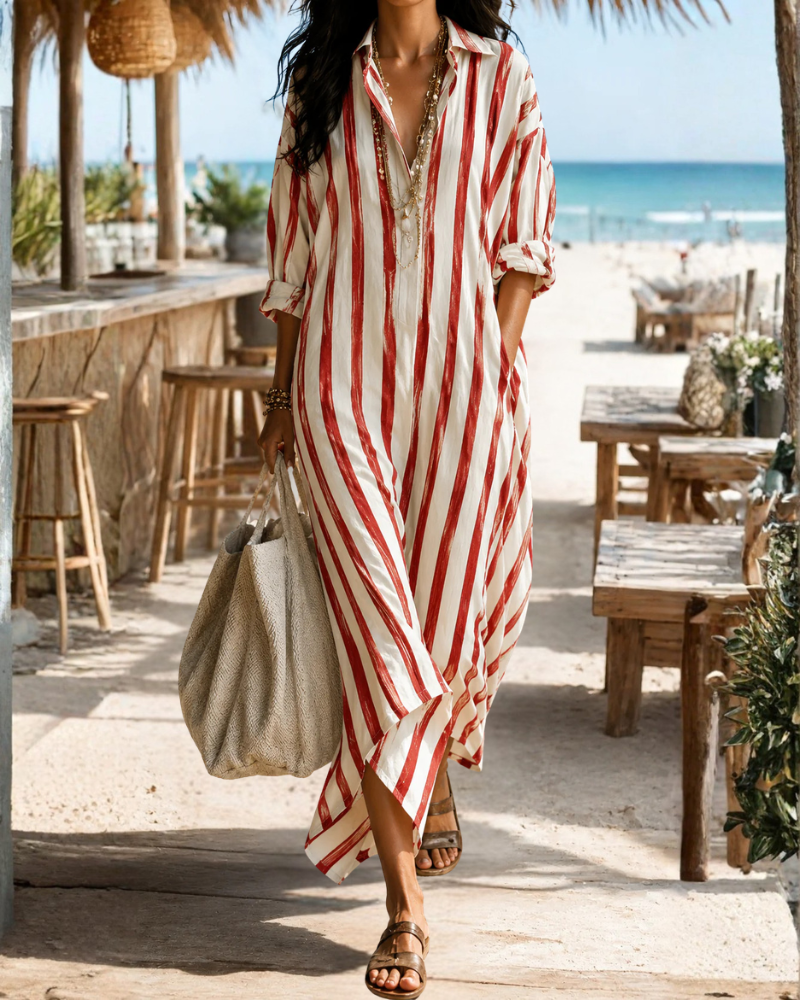 Mabel Women’s Maxi Shirt Dress – Relaxed Flowy Casual Chic Summer Dress