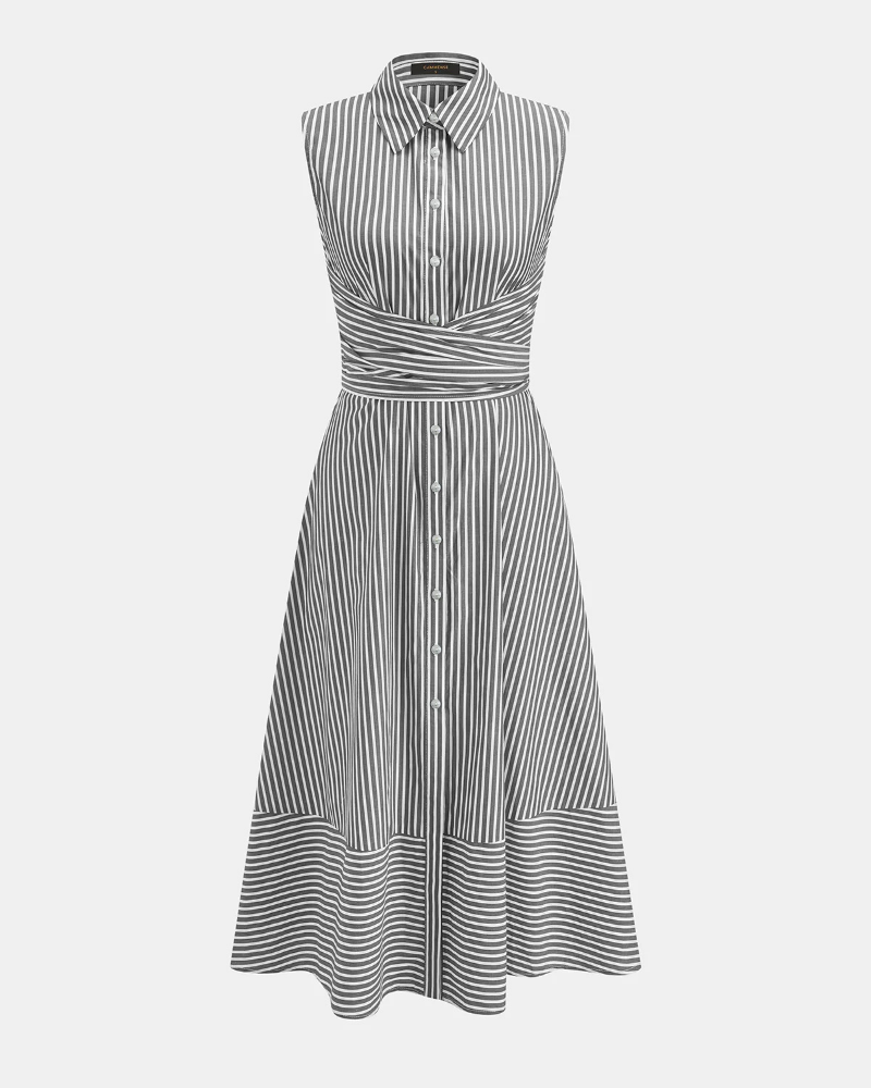 Florence Women’s Cotton Midi Dress – Sleeveless Slim Fit Dress with High Neck