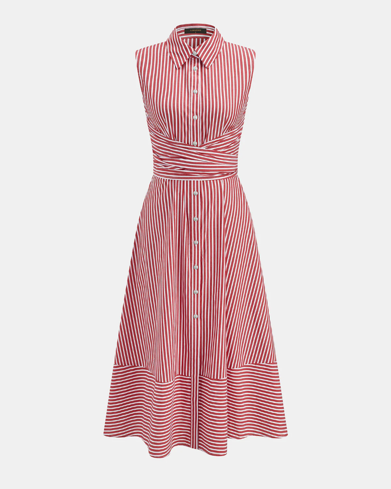 Florence Women’s Cotton Midi Dress – Sleeveless Slim Fit Dress with High Neck