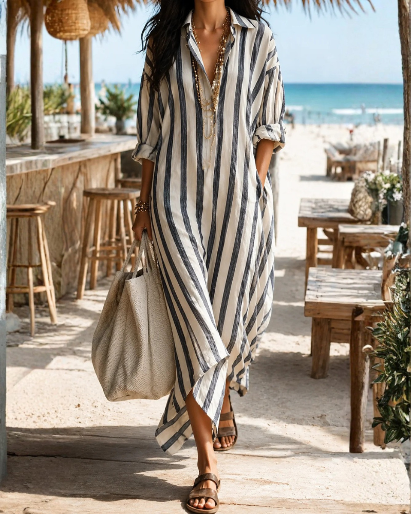 Mabel Women’s Maxi Shirt Dress – Relaxed Flowy Casual Chic Summer Dress