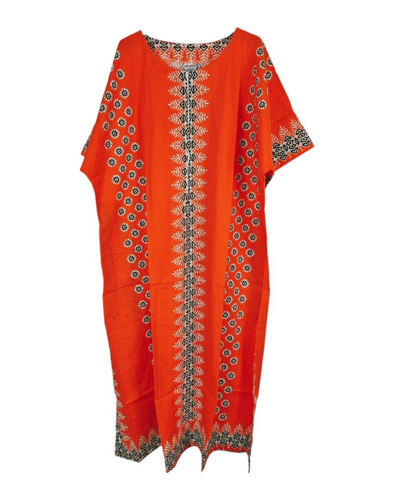 Amara Women’s African Print Kaftan – Cotton Plus Size Dress with Pockets