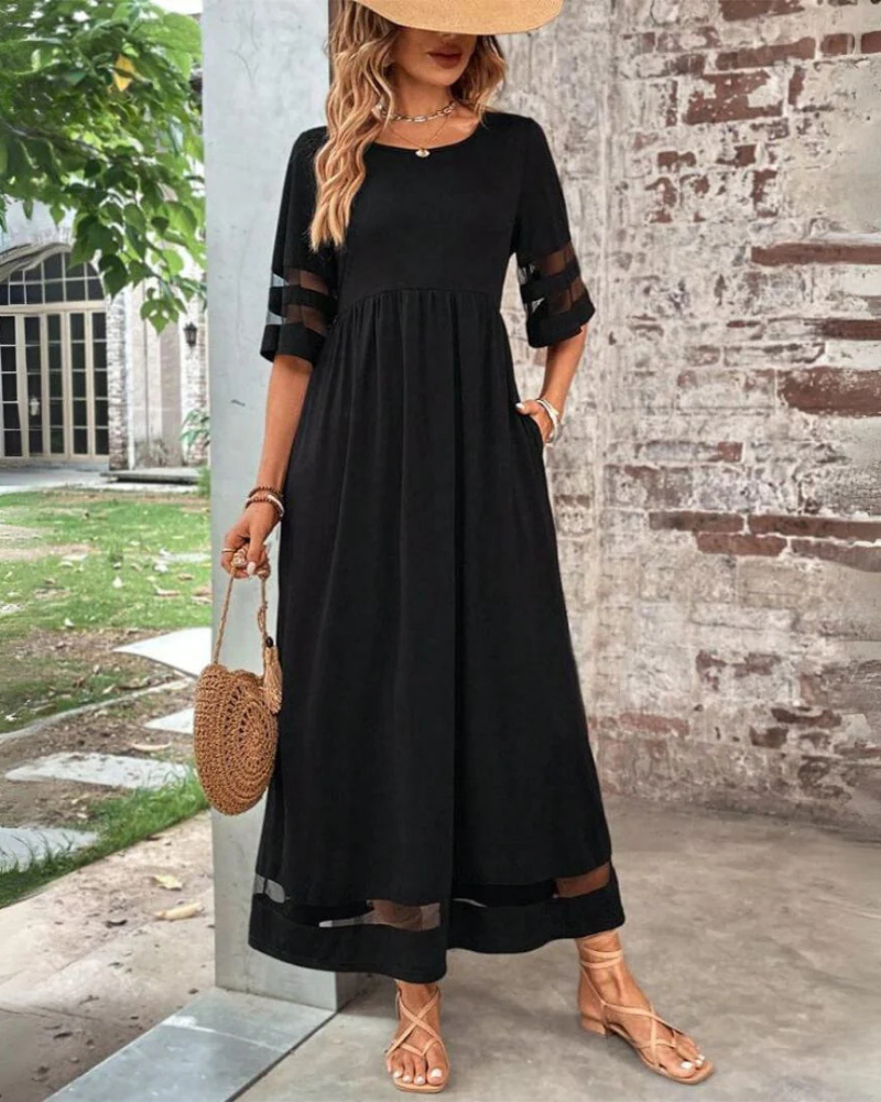 Evelyn Women’s Midi Dress – Empire Waist Flowy Spring Summer Dress