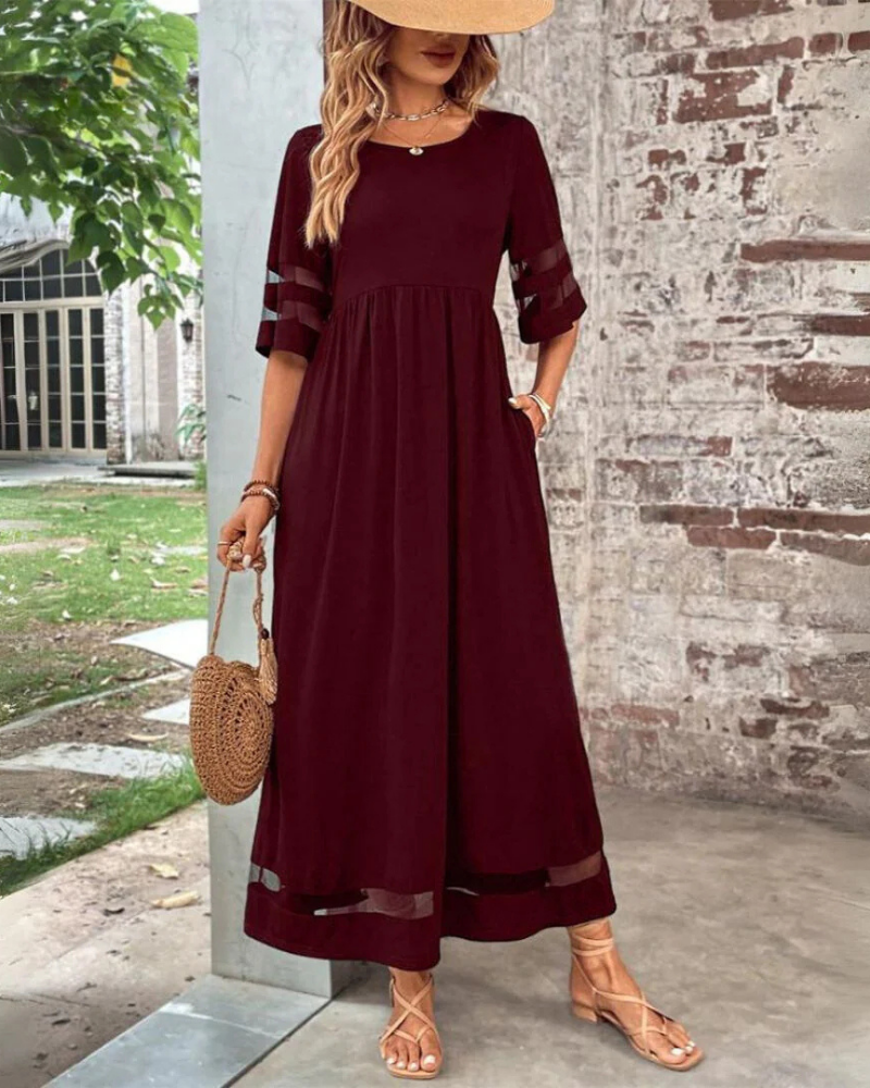 Evelyn Women’s Midi Dress – Empire Waist Flowy Spring Summer Dress